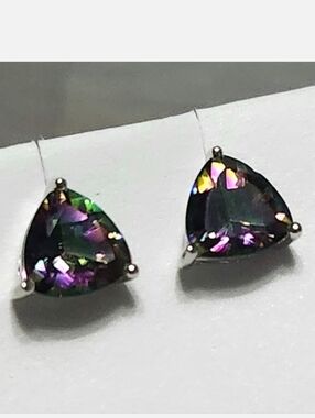 1.40 ctw Mystic Topaz Sterling Silver Stud Earrings NEW